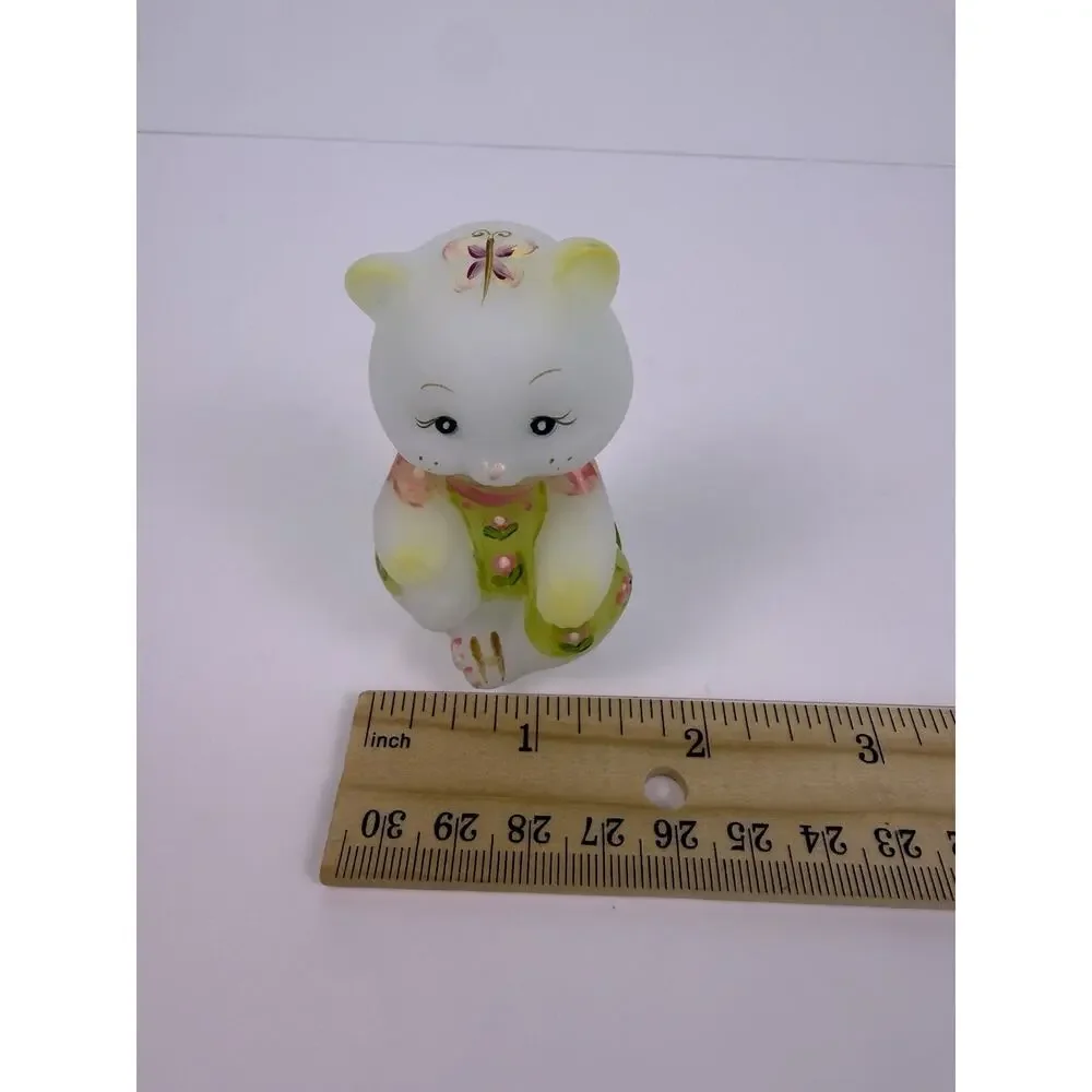 Fenton Limited Edition Spring Season Satin Glass Mini Bear Signed 21/250